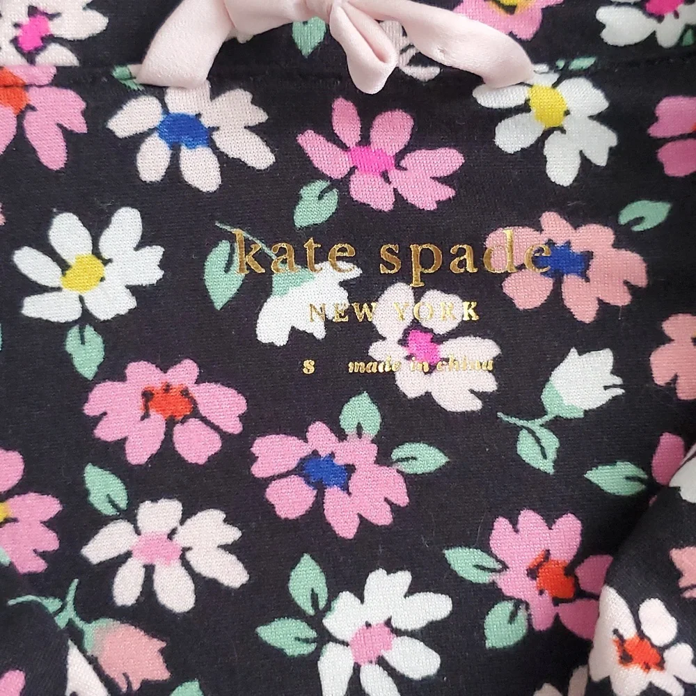 Kate Spade Pajamas Set Black Floral Top and Pants SzS
